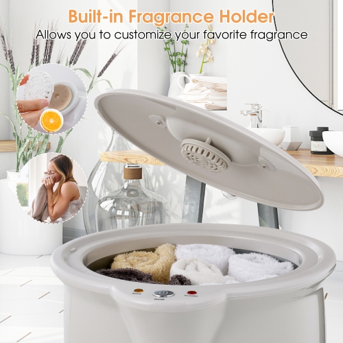 Costway Bathroom Towel Warmer Bucket with Fragrance Holder & Auto Shut Off Grey