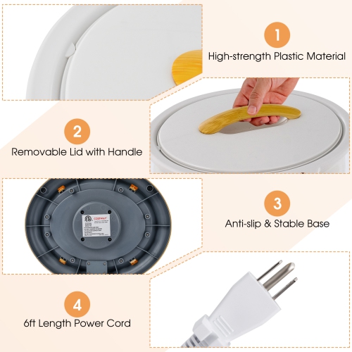 Costway Bathroom Towel Warmer Bucket with Fragrance Holder & Auto Shut Off Grey