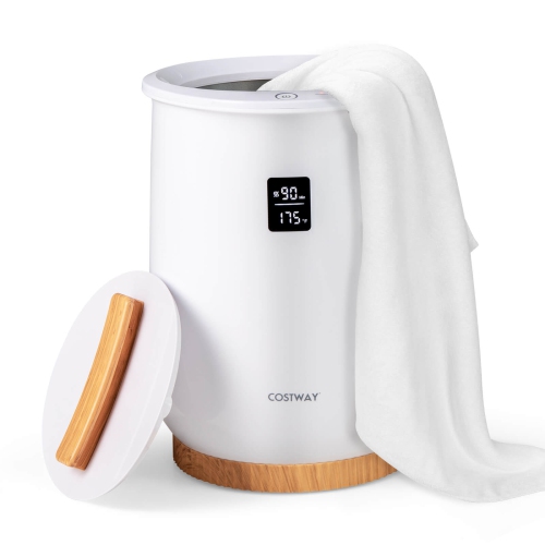 COSTWAY  20L Bathroom Towel Warmer Bucket With Fragrance Holder & Led Display In White
