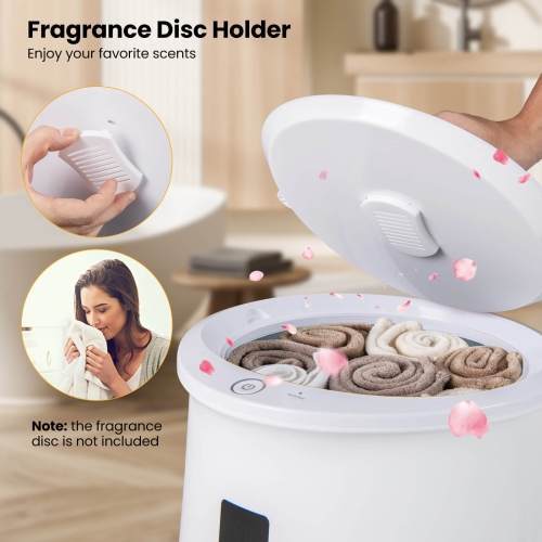 Costway 20L Bathroom Towel Warmer Bucket with Fragrance Holder & LED Display White