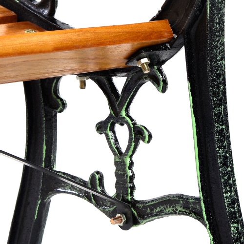 Topbuy Garden Cast Iron Bench Porch Path Loveseat Hardwood Chair for Patio Park