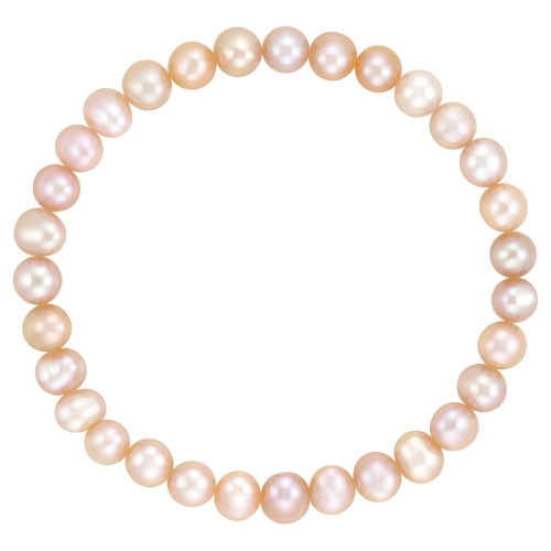 LE REVE GOLD  5" Natural Potato Pearl Elastic Bracelet In Pink