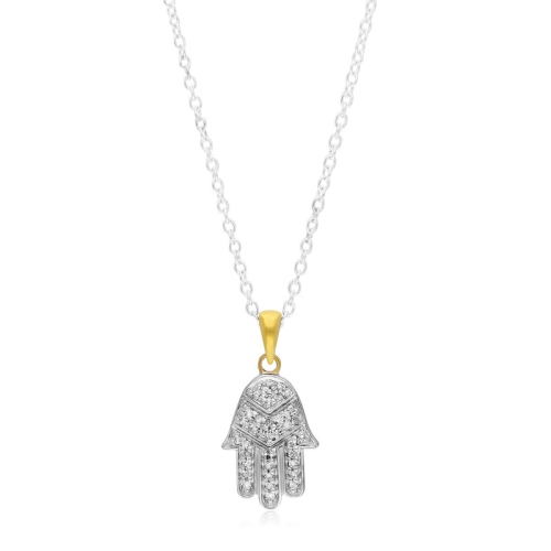 LE REVE GOLD  10Kt 18" Diamond Hansa Pendant Necklace In Yellow