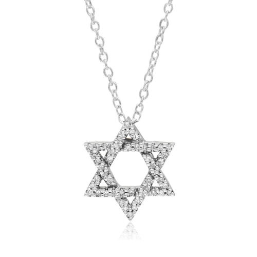 10kt 18" Diamond Star Of David White Necklace