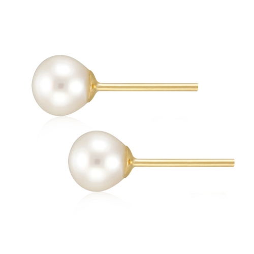 14kt Yellow Gold Cross Drop And Pearl Stud