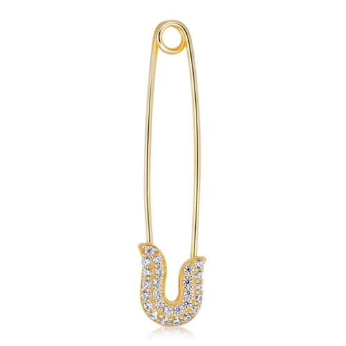 10kt Safety Pin With Cz Pendant