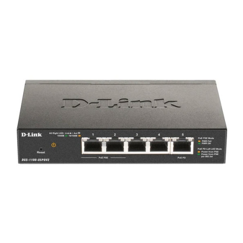 D-Link 5-Port PoE-powered Gigabit Smart Managed Switch - DGS-1100-05PDV2