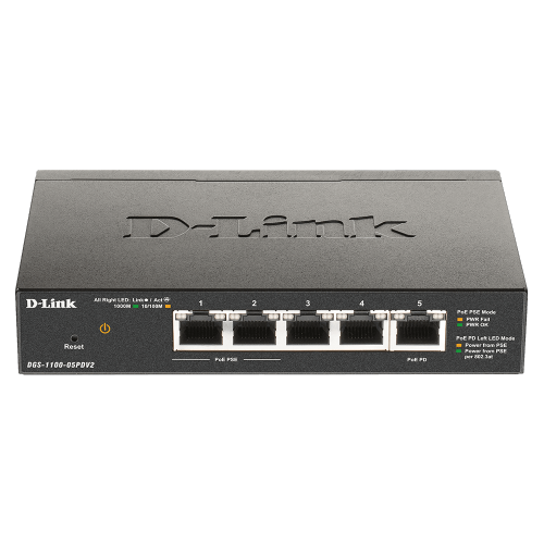 D-Link 5-Port PoE-powered Gigabit Smart Managed Switch - DGS-1100-05PDV2