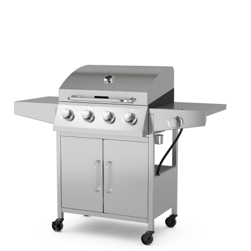 Costway 5-Burner Propane Gas BBQ Grill with Side Burner,Thermometer,Prep Table 50000 BTU