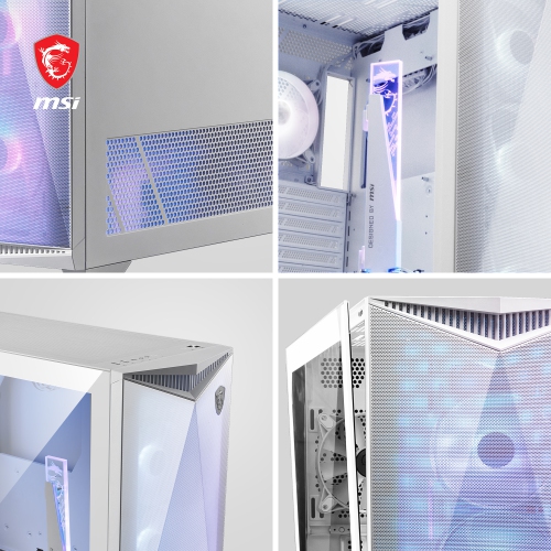 MSI MPG GUNGNIR 300R AIRFLOW WHITE - Mid-Tower Computer Case: Tempered Glass Side Panel, 120MM ARGB Fans, Liquid Cooling Support up to 360mm Radiator