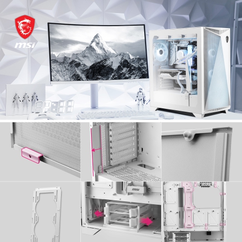 MSI MPG GUNGNIR 300R AIRFLOW WHITE - Mid-Tower Computer Case: Tempered Glass Side Panel, 120MM ARGB Fans, Liquid Cooling Support up to 360mm Radiator