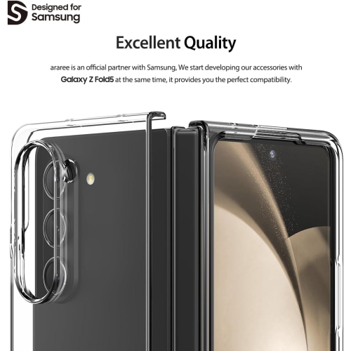 XCRS Slim Crystal Clear Transparent Acrylic Cover with Complete Protection, Bumper hardshell case for Samsung Galaxy Z Fold 5