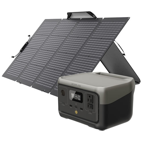 Ensemble avec station d'alimentation portative RIVER 2 et panneau solaire de 220 W d'EcoFlow