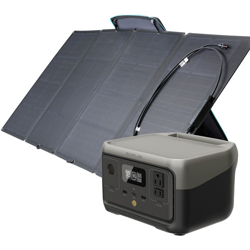 Ensemble avec station d'alimentation portative RIVER 2 et panneau solaire de 160 W d'EcoFlow