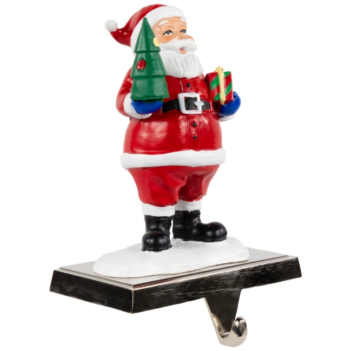 6.25" Santa Claus with Tree and Present Christmas Stocking Holder