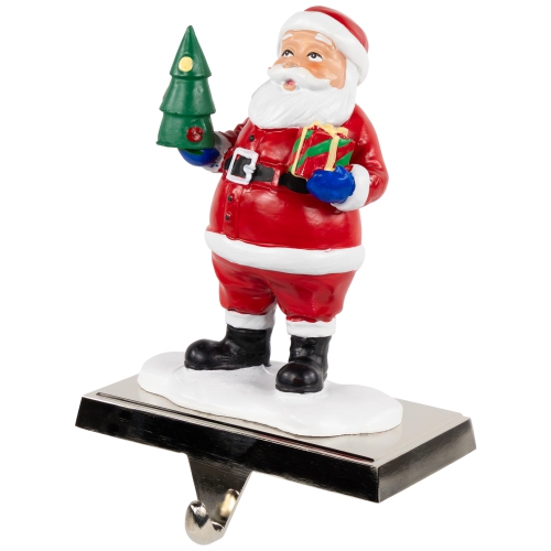 6.25" Santa Claus with Tree and Present Christmas Stocking Holder