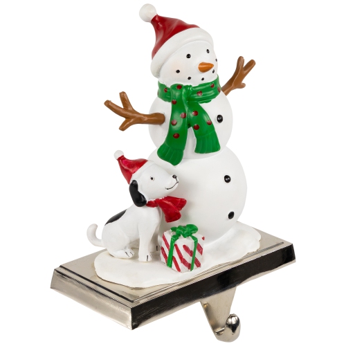 6" Snowman and Puppy Christmas Stocking Holder