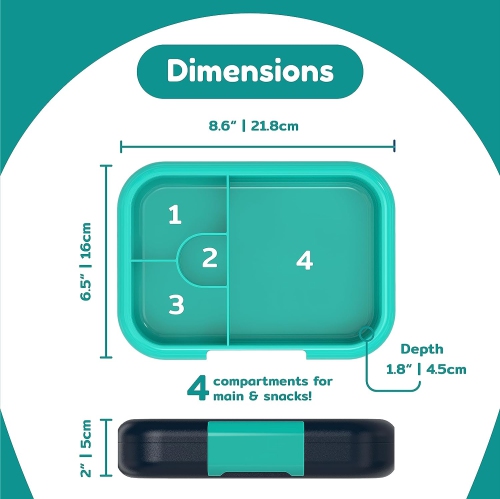 BOZ Bento Box for Kids - Kids Bento Lunch Box - Toddler Lunch Box for Daycare - Leak Proof 4 Compartments Kids Lunch Container