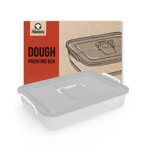 Chef Pomodoro Pizza Dough Proofing Box, 14 x 11-Inch Pizza Dough Container, Fits 4-6 Dough Balls, Household Pizza Dough Tray With Convenient Carry