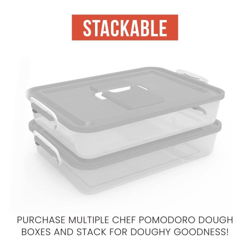 Chef Pomodoro Pizza Dough Proofing Box, 14 x 11-Inch Pizza Dough Container, Fits 4-6 Dough Balls, Household Pizza Dough Tray With Convenient Carry