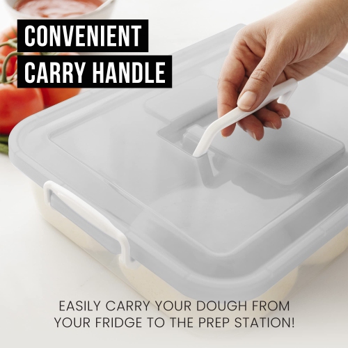 Chef Pomodoro Pizza Dough Proofing Box, 14 x 11-Inch Pizza Dough Container, Fits 4-6 Dough Balls, Household Pizza Dough Tray With Convenient Carry