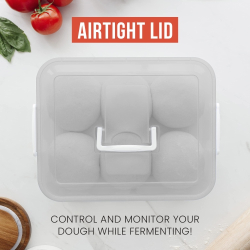 Chef Pomodoro Pizza Dough Proofing Box, 14 x 11-Inch Pizza Dough Container, Fits 4-6 Dough Balls, Household Pizza Dough Tray With Convenient Carry