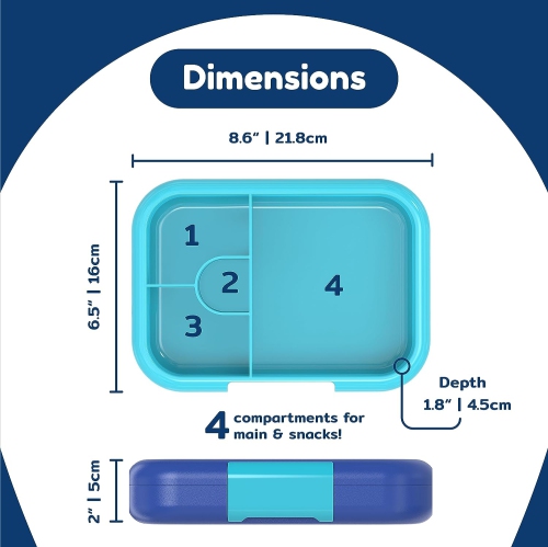 BOZ Bento Box for Kids - Kids Bento Lunch Box - Toddler Lunch Box for Daycare - Leak Proof 4 Compartments Kids Lunch Container