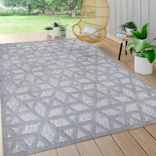 Talaia Neutral Geometric Indoor/Outdoor Area Rug