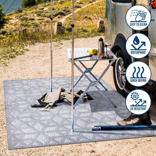 Talaia Neutral Geometric Indoor/Outdoor Area Rug