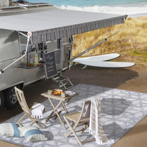 Talaia Neutral Geometric Indoor/Outdoor Area Rug