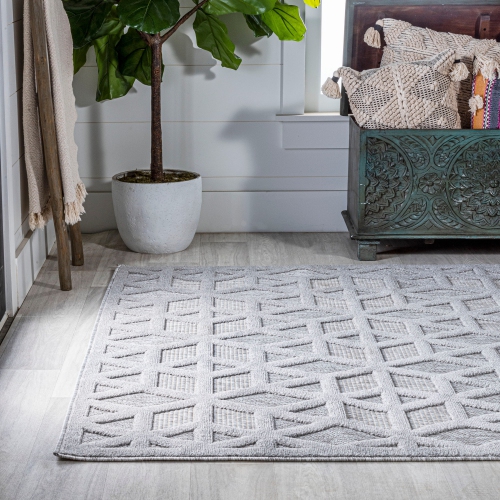 Talaia Neutral Geometric Indoor/Outdoor Area Rug