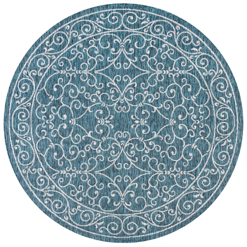 JONATHAN Y  Charleston Vintage Filigree Textured Weave Indoor/outdoor Round Rug