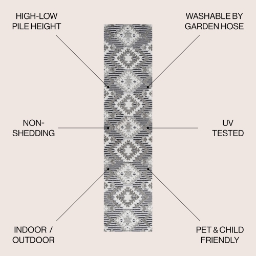 Sumak High-Low Pile Neutral Diamond Kilim Area Rug