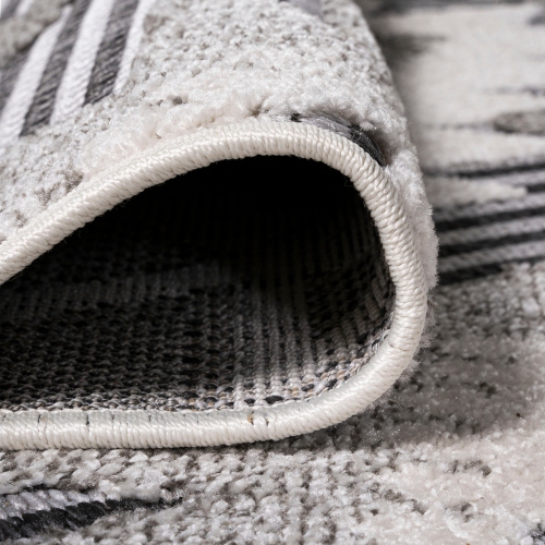 Sumak High-Low Pile Neutral Diamond Kilim Area Rug