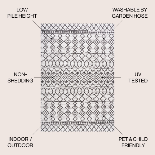 Kafel Tribal Bohemian Indoor/Outdoor Area Rug