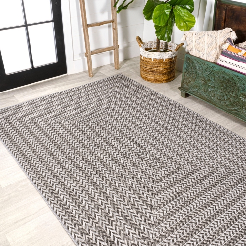 Chevron Modern Concentric Squares Indoor/Outdoor Area Rug