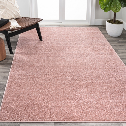 Haze Solid Low Pile Area Rug Pink