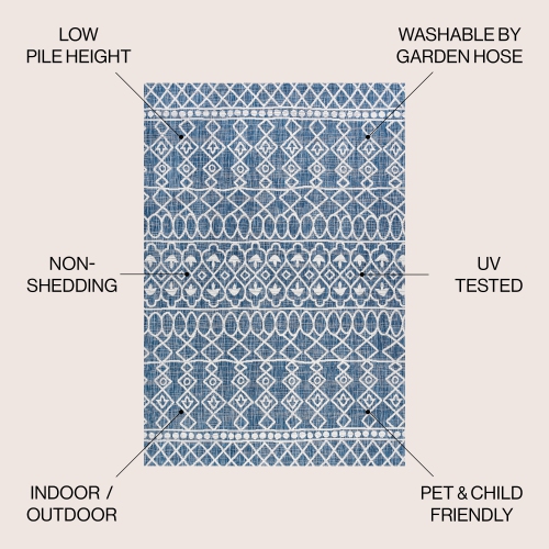 Kafel Tribal Bohemian Indoor/Outdoor Area Rug