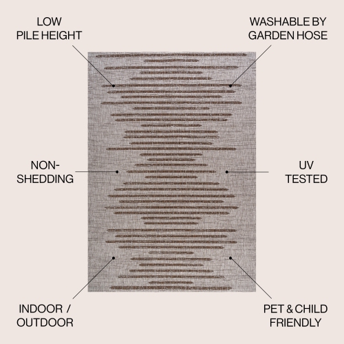 Tapis d'intérieur/d'extérieur à rayures géométriques Zolak Berber