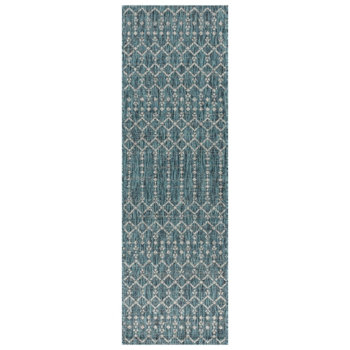 Ourika Moroccan Geometric Textured Weave Indoor/Outdoor Runner Rug