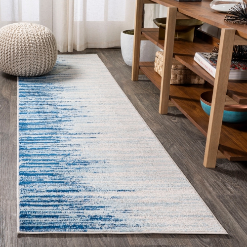 Tapis d'appoint linéaire moderne à demi-rayures