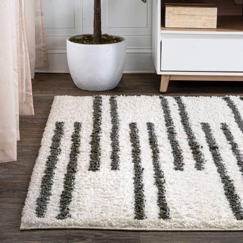 Petra Stripe Geometric Shag Area Rug