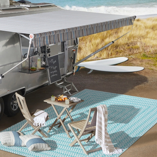 Chevron Modern Concentric Squares Indoor/Outdoor Area Rug