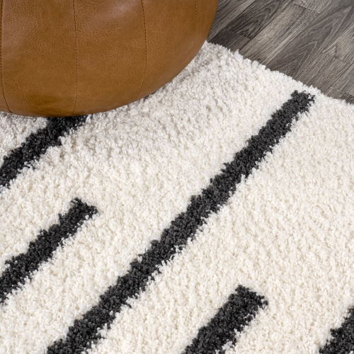 Alaro Berber Stripe Shag Area Rug