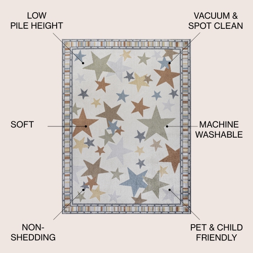 Star Gazer Geometric Machine Washable Area Rug