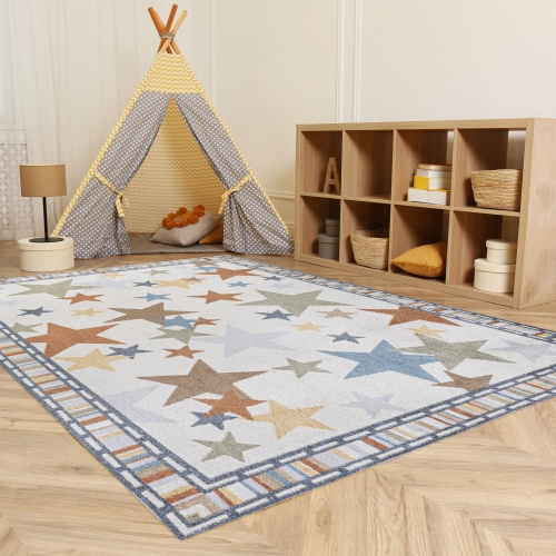 Star Gazer Geometric Machine Washable Area Rug