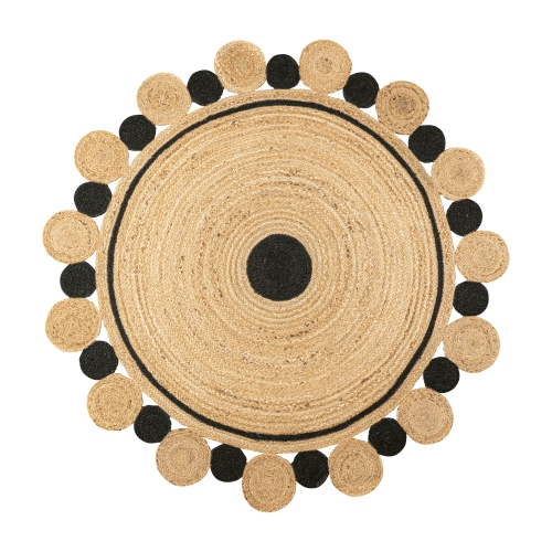 Aurora Two Tone Jute Hippy Circle Medallion Area Rug