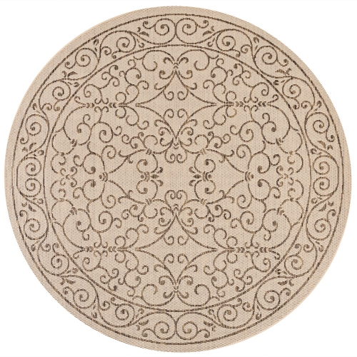 JONATHAN Y  Charleston Vintage Filigree Textured Weave Indoor/outdoor Round Rug