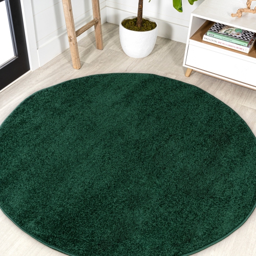 Haze Solid Low Pile Area Rug Emerald
