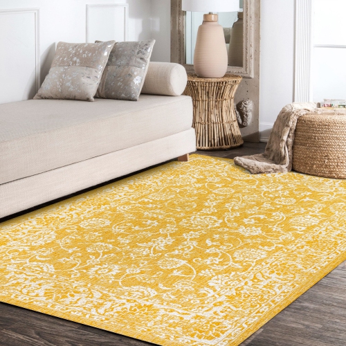 Tela Bohemian Textured Weave Floral Indoor/Outdoor Area Rug